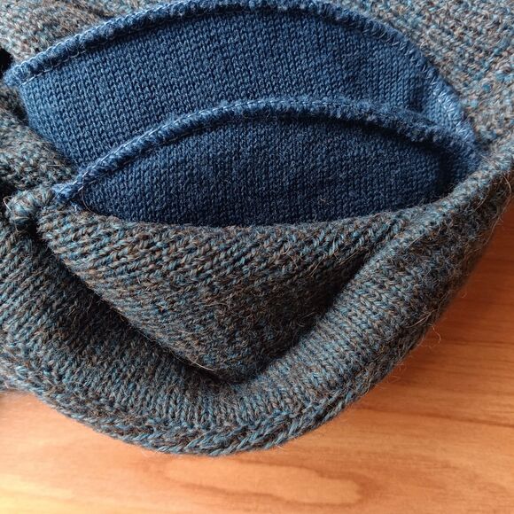 Chloe Blue Speckled Knit Wool Alpaca Blend Wrap Shoulder Pad Open Cardigan Vtg - Picture 5 of 8